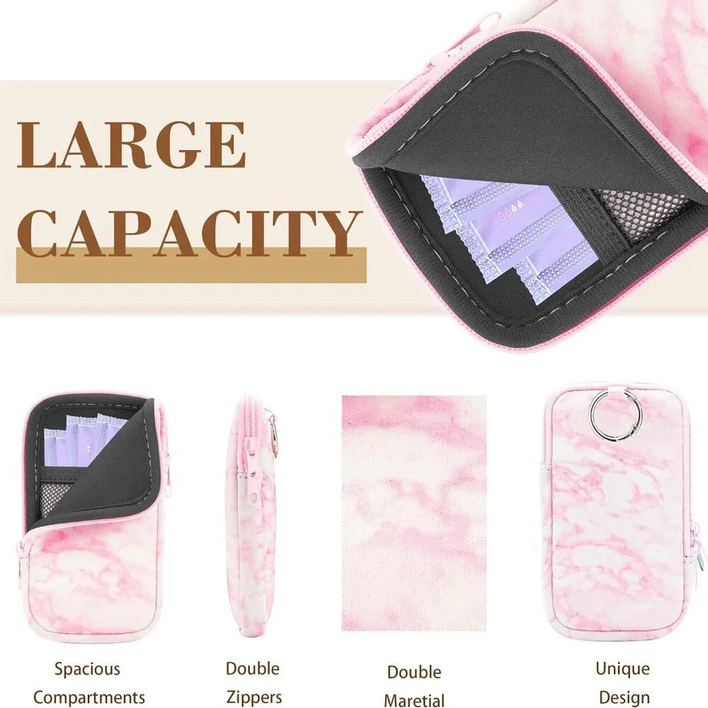 2 Zippered Pouch with‎ Snap Hook Great for Makeup Ear pods Tampons, money